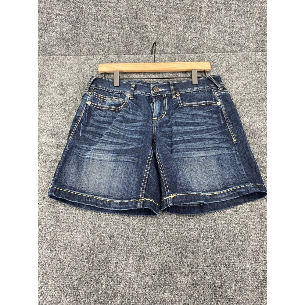 Maurices Denim Shorts Womens 5/6 Regular Dark Wash Stretch Embroidered Pockets